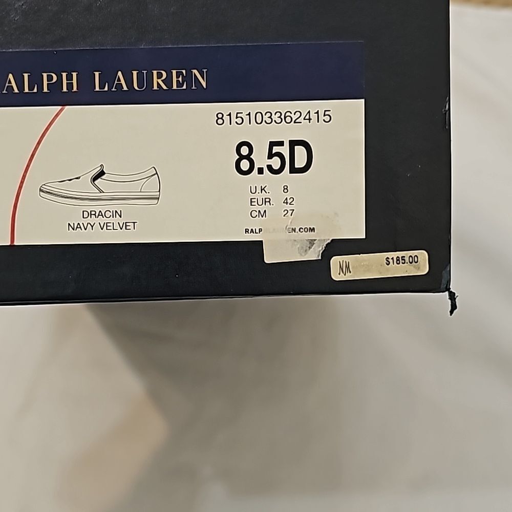 COPY - Ralph Lauren Dracing Navy Velvet men's shoes size 8.5D - Picture 8 of 8